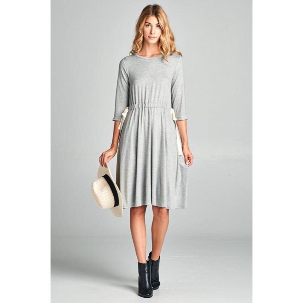 Comfy & Cute Side Tie Midi Dress - Picture 2 of 6